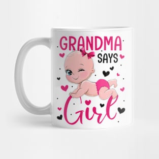 Cute Gender Baby Reveal Grandma Says Girl Matching Family Mug